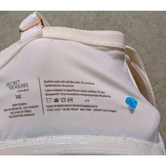 Secret Treasures Strapless Non Slip Convertible Bra 38C 38 C Underwire Strapless - Picture 3 of 3